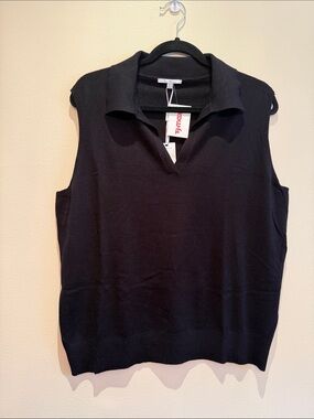 Black Sleeveless Polo-Style Knit Top - Vila Milano